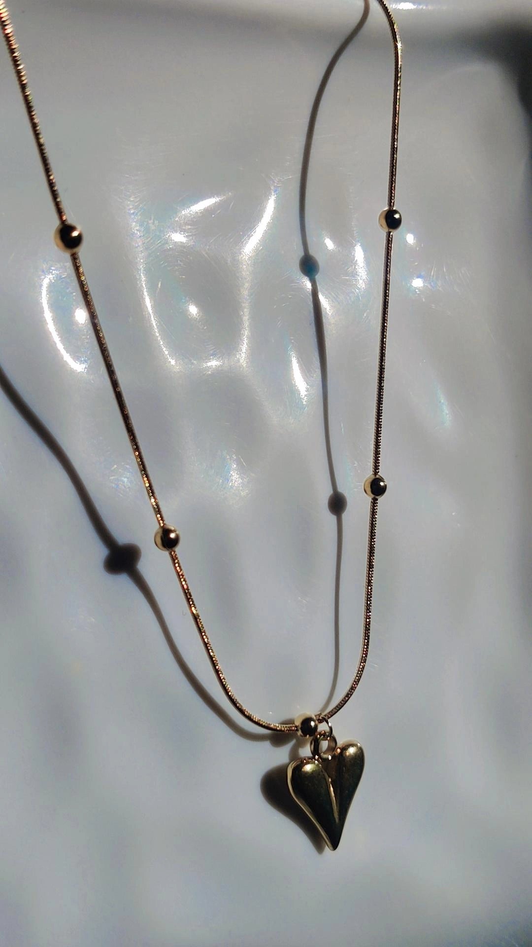 Golden Heart with beads Chain – Minimal Elegance