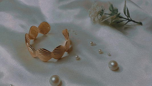 Elegant Gold shell-Finish Designer Hand Cuff Kada for Women