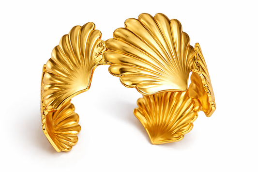 Luxury Gold Ginkgo Leaf Kada – Elegant Anti-Tarnish Statement Open Cuff