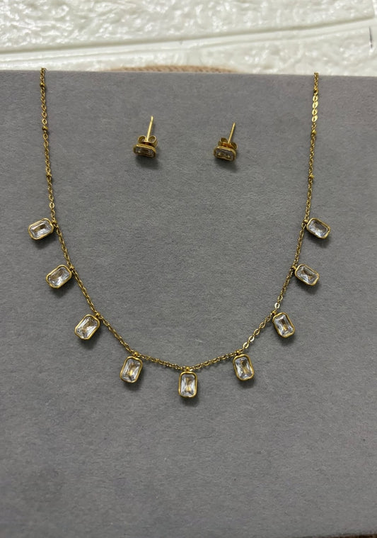 Elegant Prism Glow Set/18 carat gold plated/ Anti tarnish