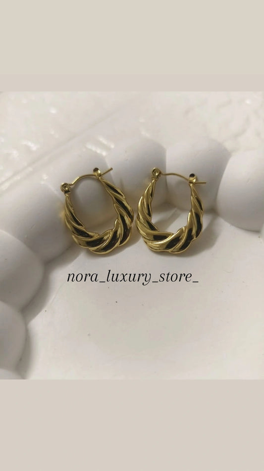 Spiral Hoops/18k gold plated/Anti tarnish