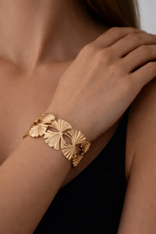 Luxury Gold Floral Cutwork Kada – Elegant Anti-Tarnish Statement Cuff Bracelet