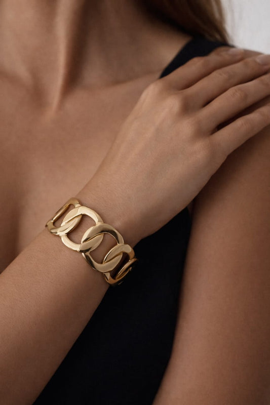 Luxury Gold Link Bracelet – Elegant Anti-Tarnish Statement Wrist Bracelet