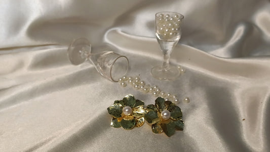 Golden Bloom Pearl Studs