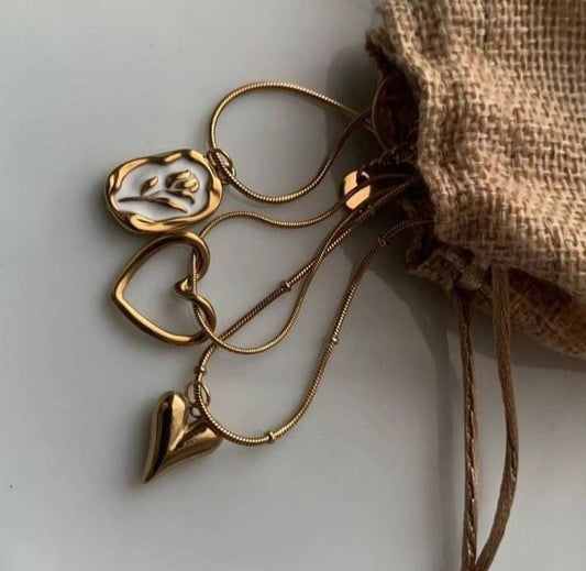 Signature Love Charm Necklace/18 carat gold plated/ Anti tarnish