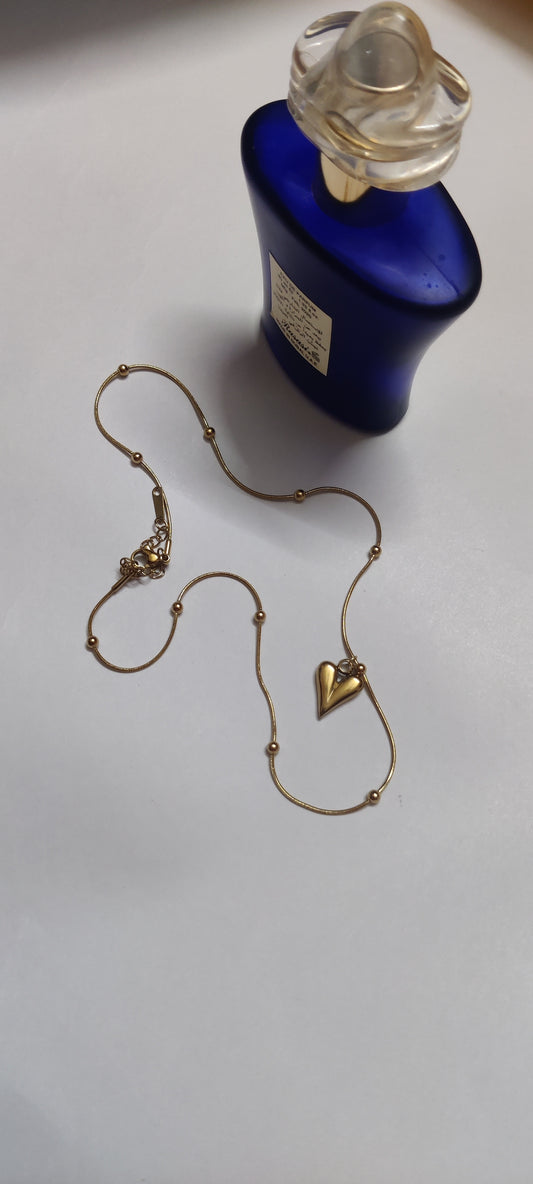 Golden Heart  with beads  Chain – Minimal Elegance