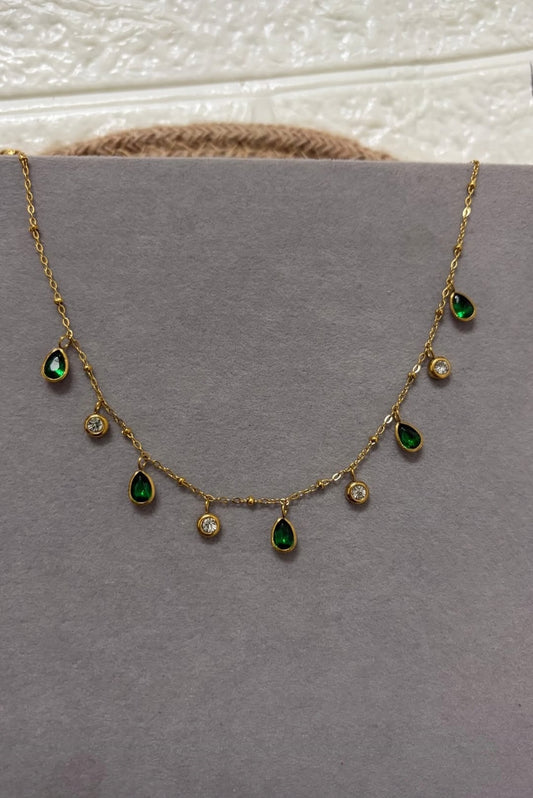 Zamurd Teardrop neck chain/ 18 carat gold plated /Anti tarnish
